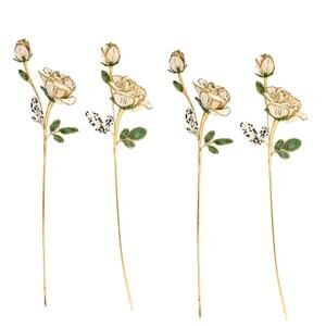 Brand New Mackenzie-Childs White Rose Beaded Stems, Set of 4
